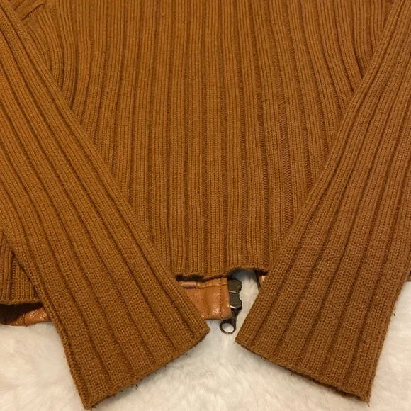 Twiggy leather wool leather jacket small cognac brown womens - Picture 10 of 12